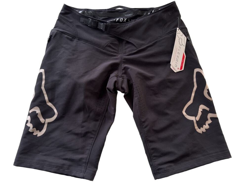 Fox Racing Womens Flexair MTB Shorts Large Black/Chrome Mountain Bike NWT $130